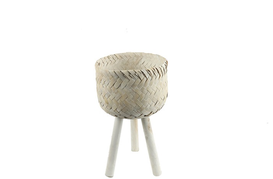 Industriële crème witte ''Rosita '' opbergmand S - L23xB23xH42 cm