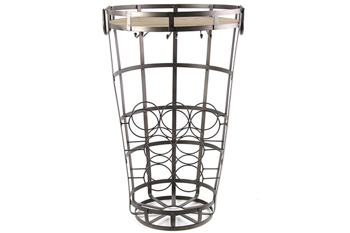 Industriële zwarte %27%27North Bay%27%27 ronde wijnrek - L46,5xB46xH74 cm