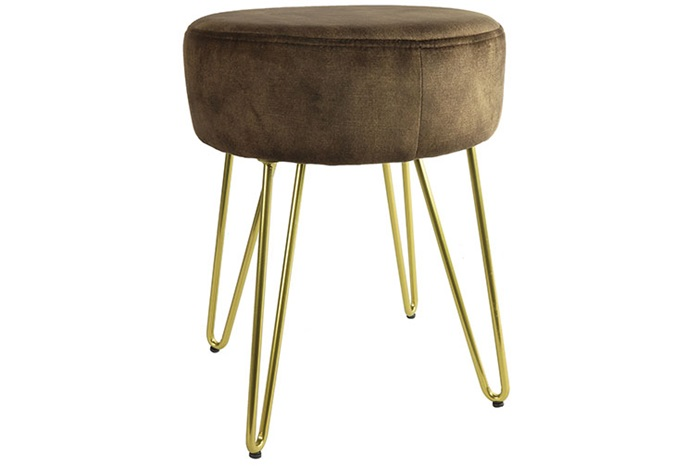 Industriële donker bruine %27%27Cheswold%27%27 kruk - L35,5xB35,5xH44 cm