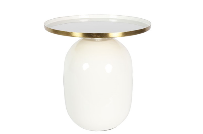 Industriële witte  %27%27Michel%27%27 mushroom bijzettafel rond S - L40,5xB40,5xH41 cm