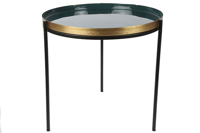 Industriële blauw groene %27%27Martin%27%27 bijzettafel rond L - L47,5xB47,5xH40 cm Industriële blauw groene %27%27Martin%27%27 bijzettafel rond L - L47,5xB47,5xH40 cm