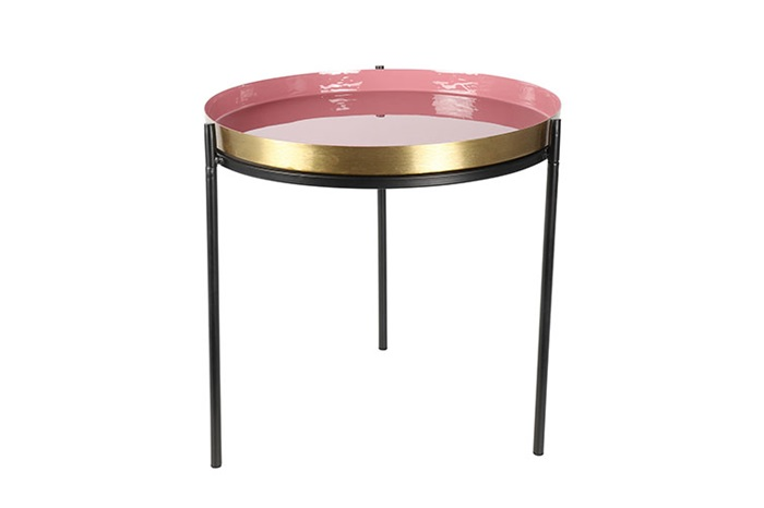 Industriële roze %27%27Martin%27%27 bijzettafel rond S - L42xB42xH45 cm