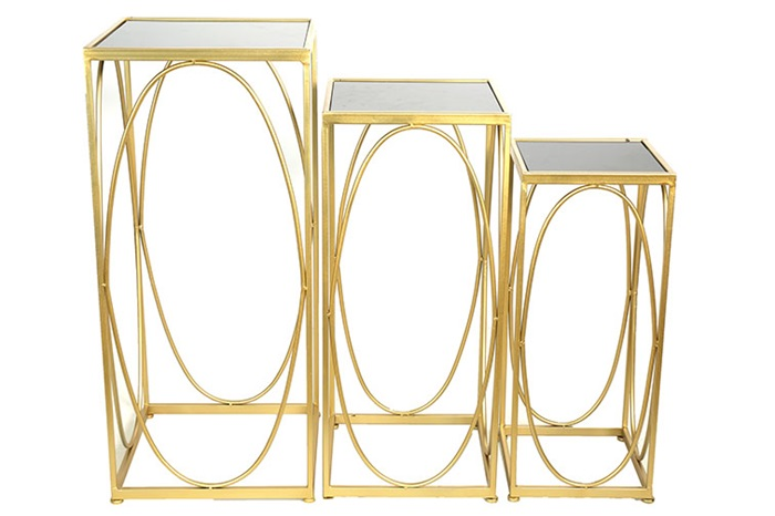 Industriële gouden %27%27Ludwig%27%27 bijzettafel - 3 stuks