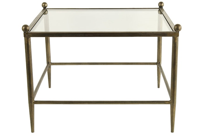 Industriële gouden %27%27Eline%27%27 bijzettafel - L50xB50xH38 cm