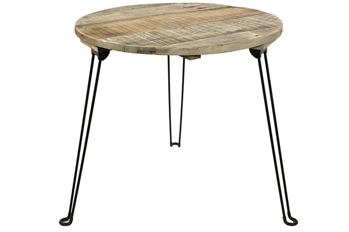 Industriële natuurlijke houten %27%27Bram%27%27 bijzettafel L - L58xB58xH53 cm