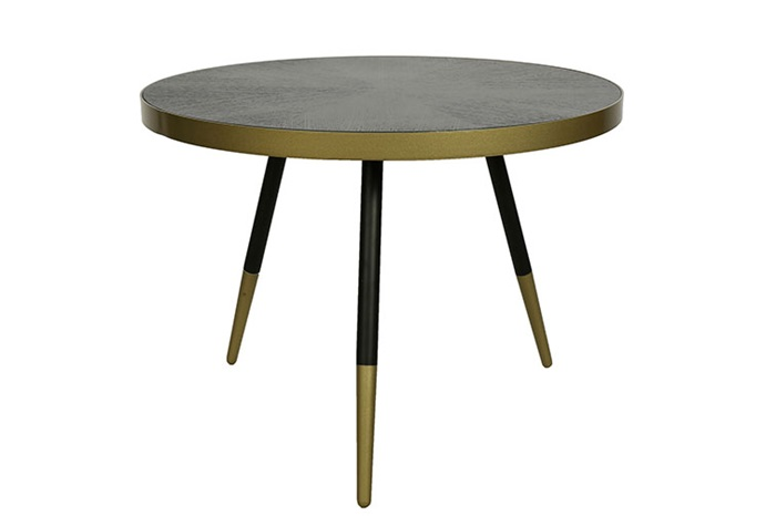 Industriële donkere houten %27%27Feline%27%27 koffie tafel S - L61xB61xH45 cm