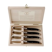 Laguiole Premium 4 Butter Knives Black in Wooden Box