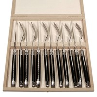 Laguiole Premium 6 Couteaux Steak & 6 Fourchettes Noir