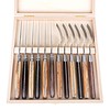 Laguiole Laguiole Premium 6 Steak Knives & 6 Forks Mixed Wood in Box