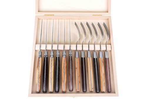 Laguiole Laguiole Premium 6 Steak Knives & 6 Forks Mixed Wood in Box