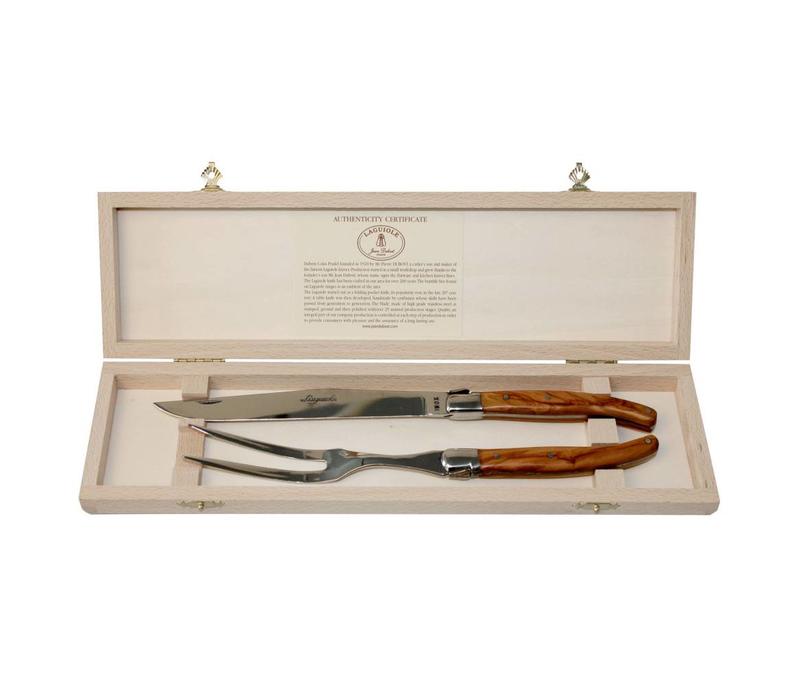 Laguiole Premium Carving Set Olive Wood in Box