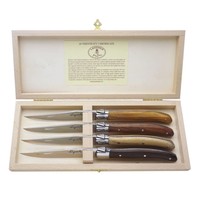 Laguiole Premium 4 Steak Knives Mixed Wood