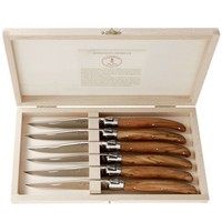 Laguiole Premium 6 Steak Knives Olive Wood