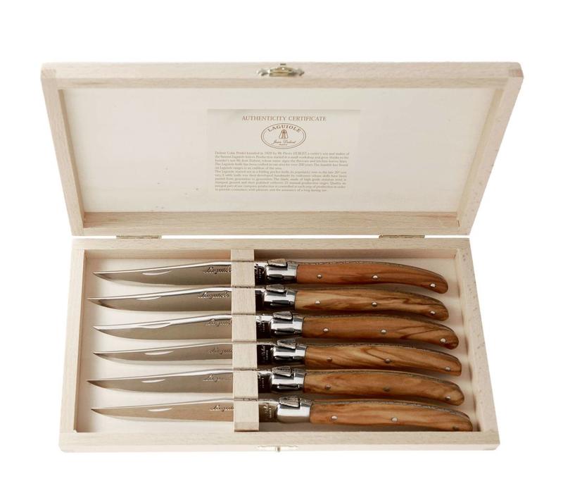 Laguiole Premium 6 Steak Knives Olive Wood