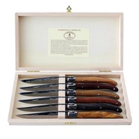 Laguiole Premium 6 Steak Knives Mixed Wood