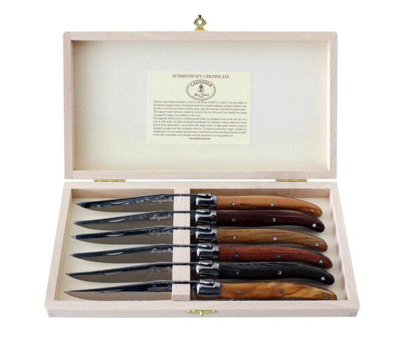 Laguiole Premium 6 Steak Knives Mixed Wood