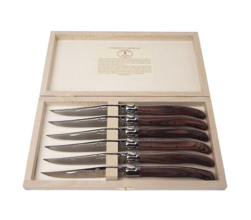 Laguiole Premium 6 Steak Knives Rosewood Wood