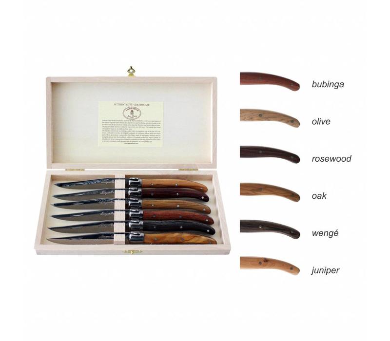 Laguiole Premium 6 Steak Knives Mixed Wood