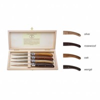 Laguiole Premium 4 Steak Knives Mixed Wood