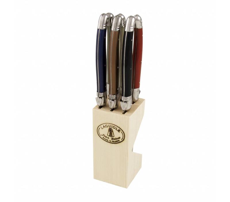 Laguiole 6 Steak Knives 'Classic' Autumn Mix