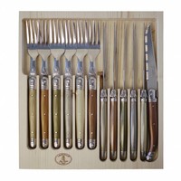 Laguiole 6 Steak Knives & 6 Forks Mineral Mix 1,2 mm in Display
