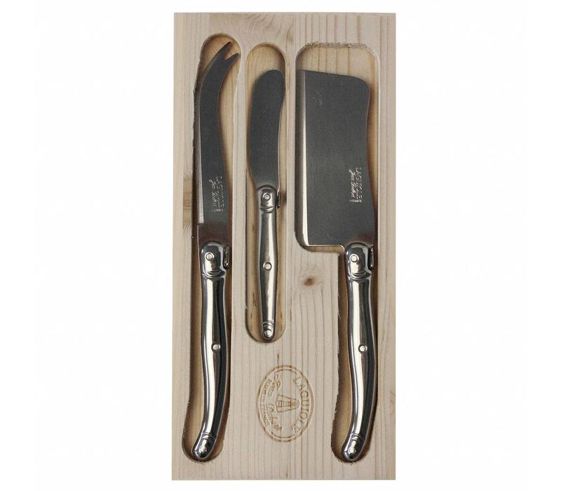 Laguiole 3 Cheese Knives Stainless Steel in Display