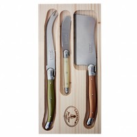 Laguiole 3 Cheese Knives Mineral Mix in Display