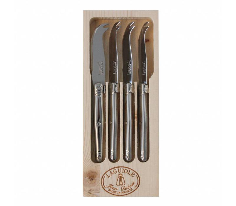 Laguiole 4 Small Cheese Knives Stainless Steel in Display