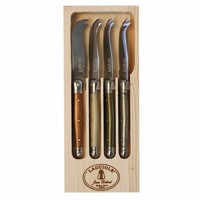 Laguiole Classic 4 Small Cheese Knives Mineral Mix in Display