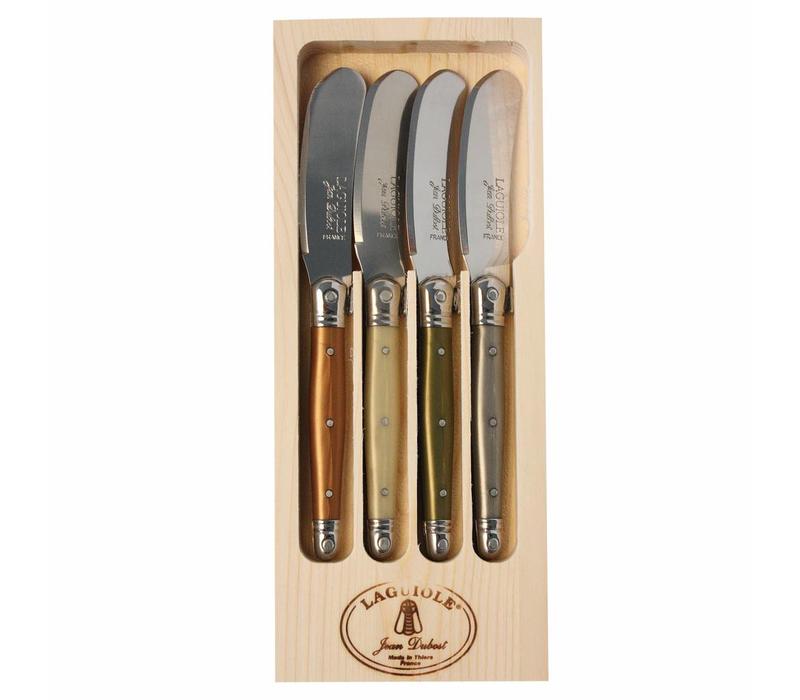 Laguiole 4 Butter Knives Mineral Mix in Display