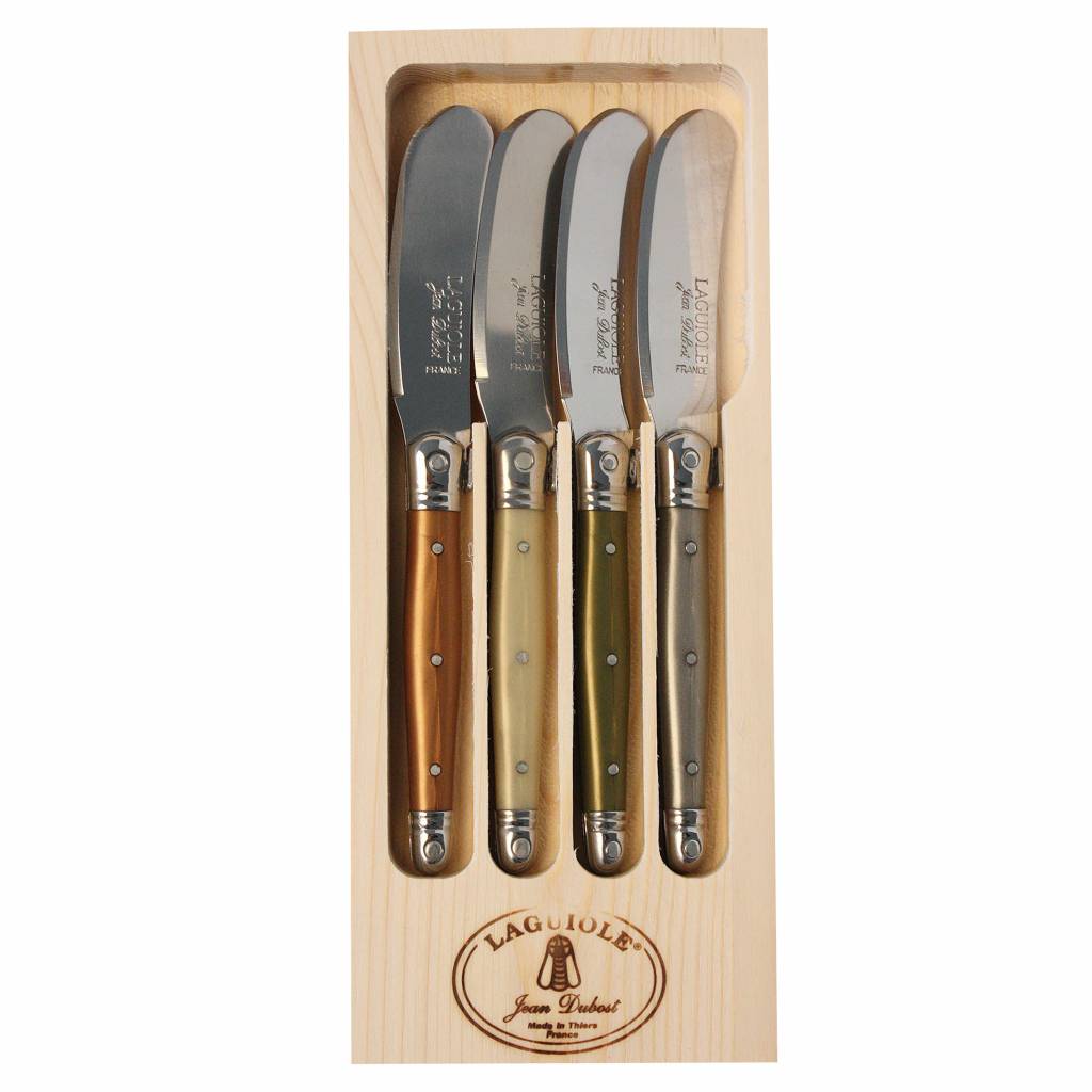 Laguiole 4 Butter Knives Mineral Mix in Display Kom Amsterdam