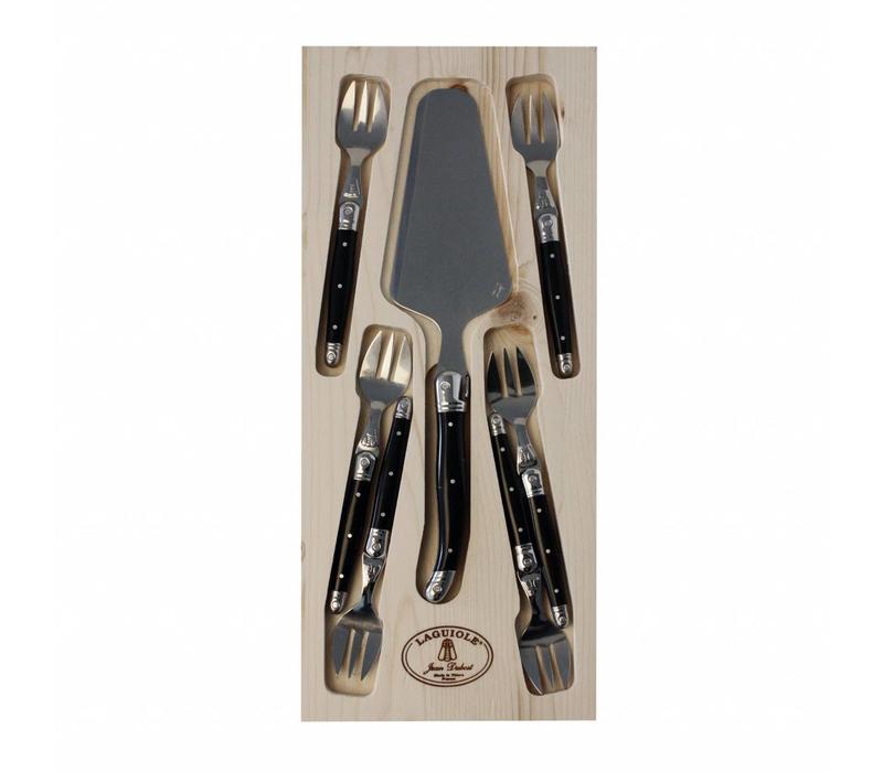 Laguiole Classic Serveur à Gâteaux & 6 Fourchettes Noires