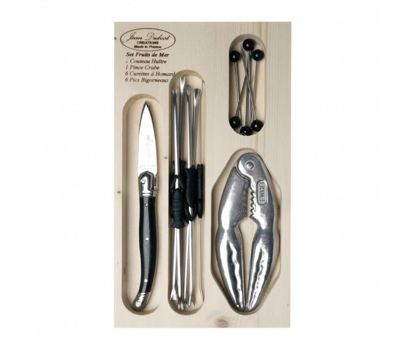 Laguiole 14-piece Seafood Set Black in Display