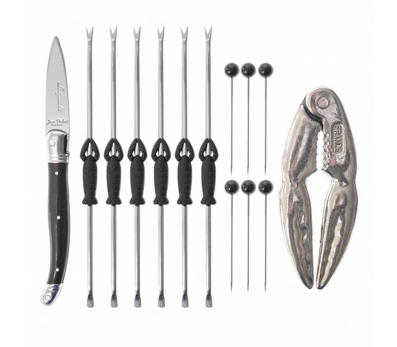 Laguiole 14-piece Seafood Set Black in Display