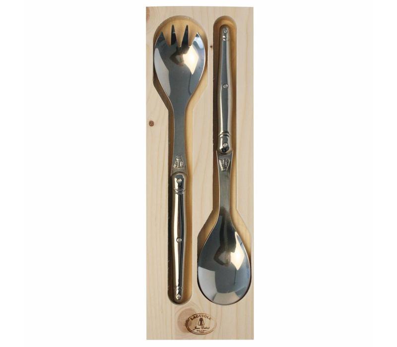 Laguiole Classic Salad Servers Stainless Steel in Display