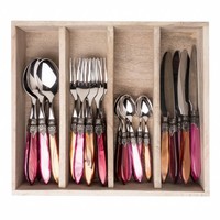 Murano Tafelbesteck (24-teilig) – Für 6 Personen – 'Fire Mix' in Holzbox | Italienisches Design