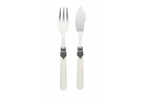 Vintage Vintage Fischbesteck 2-teilig Elfenbeinfarbe