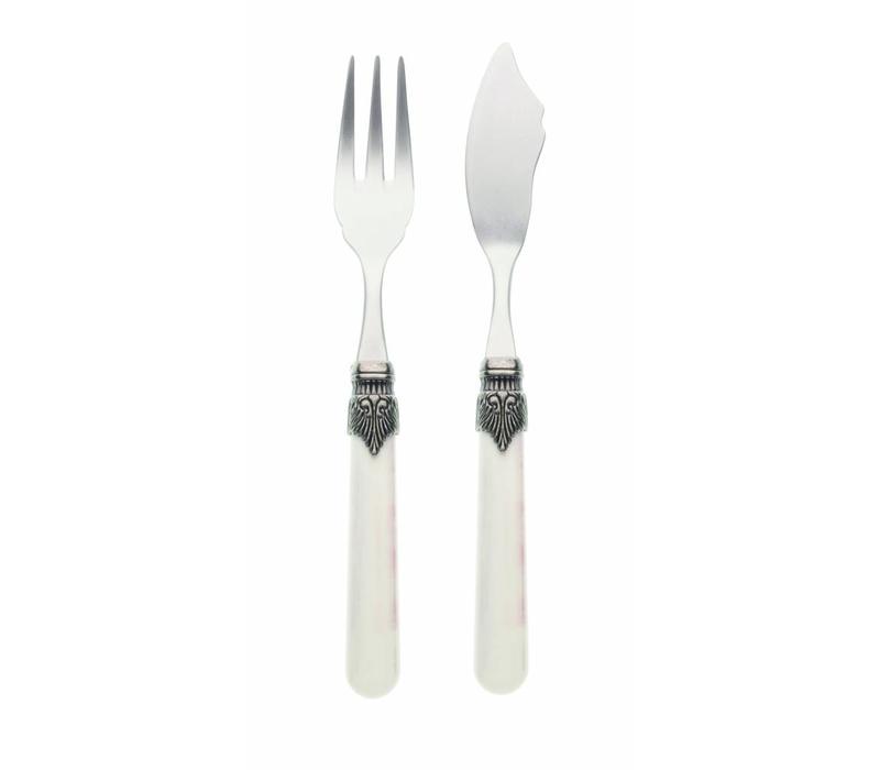 Fish Cutlery Set (2-piece) Vintage, Ivory