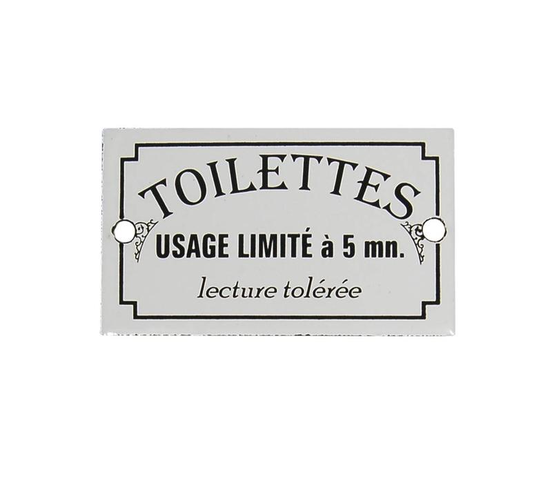 Au Bain de Marie door plate 'Toilettes usage limité', enamelled iron