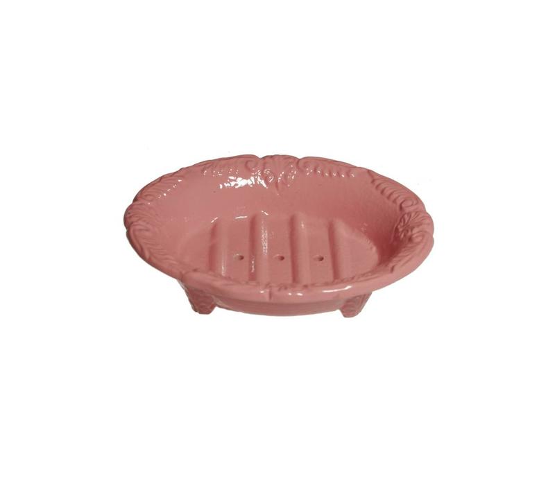 Au Bain de Marie small oval soap dish 10x8xH3 cm, pink, aluminum
