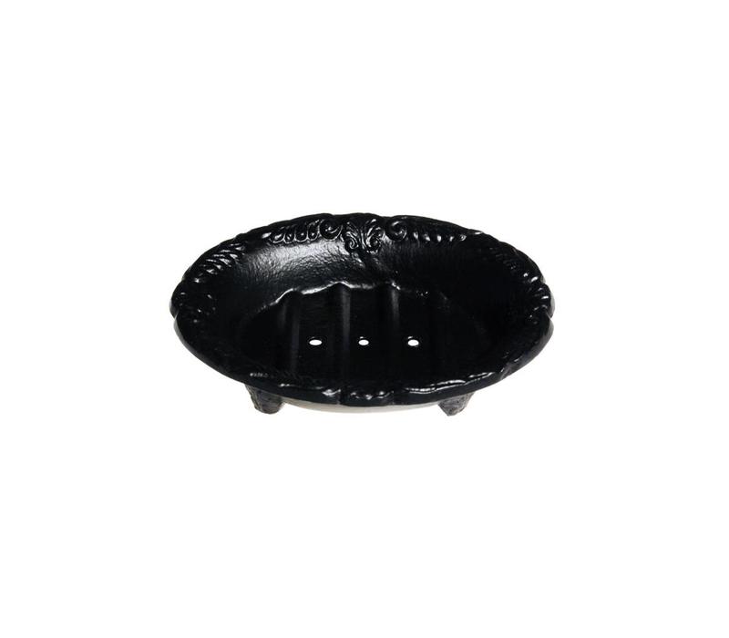 Au Bain de Marie small oval soap dish 10x8xH3 cm, black, aluminum