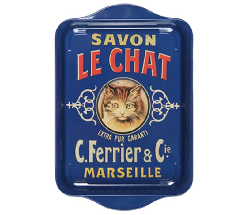 Mini Serviertablett 21x14cm Savon Chat Metall