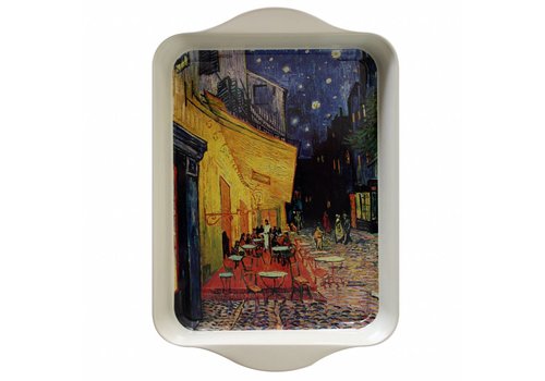 French Classics Mini Dienblad van Gogh Terrasse 14x21 cm Metaal