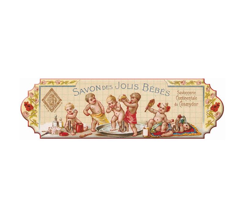 Support Suspendu avec 3 crochets Jolis Bébés 22xH6,5 cm Métal
