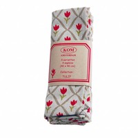 Kom Amsterdam Set 4 Napkins "Tulip" 40x40 cm, Red