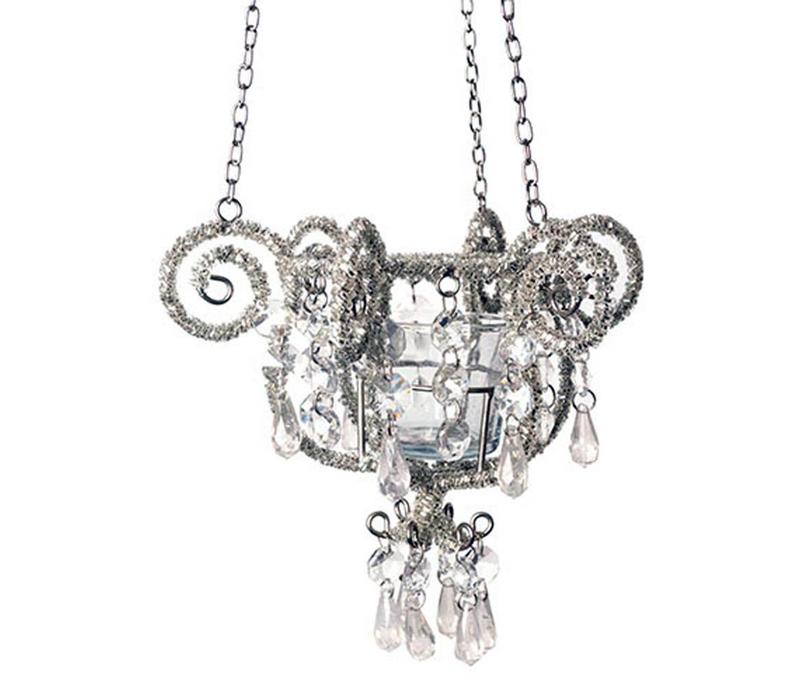 Couronne de lustre argentée 16 cm