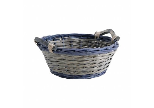 French Kitchen Collection Basket Round ø33 cm Cane Blue/grey