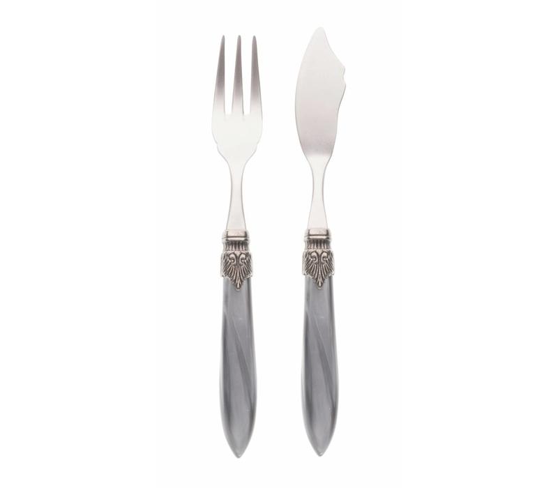 Fish Cutlery Set (2-piece) Murano, Light Grey