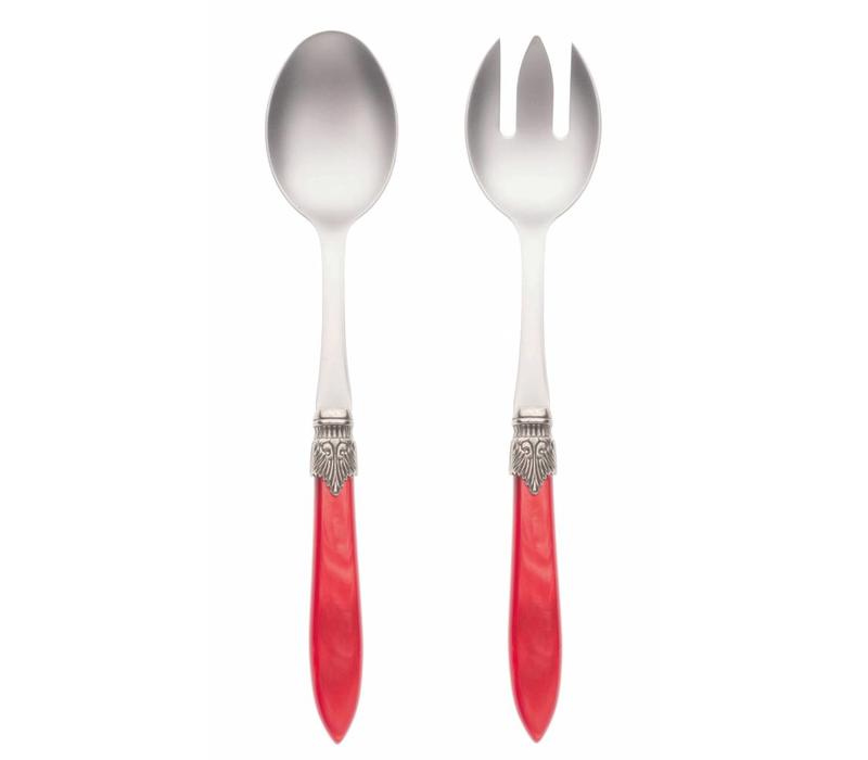 Salad Server Set (2-pieces) Murano, Red