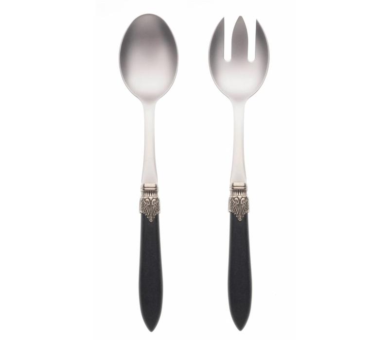 Murano Salad Servers Matte Black